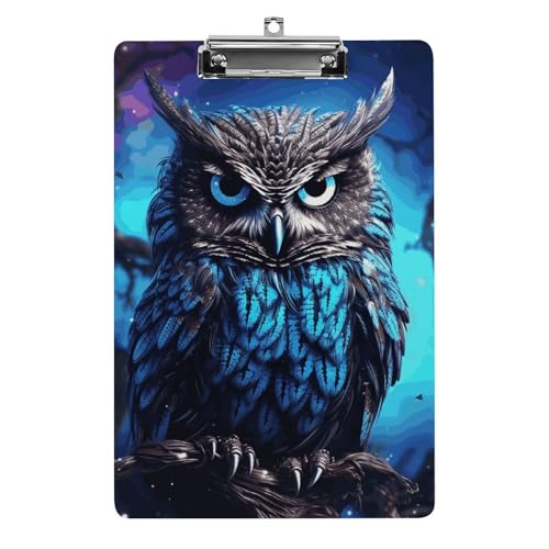 Klemmbrett mit blauer Eule, A4-Größe, Acryl-Klemmbrett, dekorative Standard-Klemmbretter mit Edelstahl-Aufhängeloch, tragbarer Dokumenten-Organizer für Bürobedarf, Heimgebrauch Klemmbrett mit blauer Eule, A4-Größe, Acryl-Klemmbrett, dekorative Standard-Klemmbretter mit Edelstahl-Aufhängeloch, tragbarer Dokumenten-Organizer für Bürobedarf, Heimgebrauch von LPSADGF