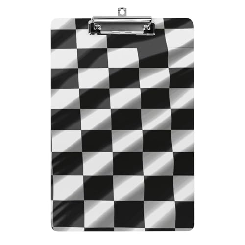 Klemmbrett mit karierter Flagge, A4-Größe, Acryl-Klemmbrett, dekorative Standard-Klemmbretter mit Edelstahl-Aufhängeloch, tragbarer Dokumenten-Organizer für Bürobedarf, Heimgebrauch von LPSADGF