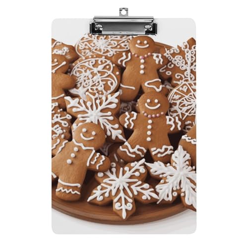 Lebkuchen-Klemmbrett, A4-Größe, Acryl-Klemmbrett, dekorative Standard-Klemmbretter mit Edelstahl-Aufhängeloch, tragbarer Dokumenten-Organizer für Bürobedarf, Heimgebrauch von LPSADGF