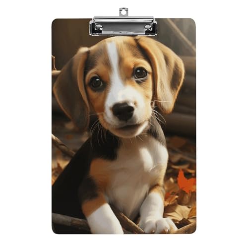 Niedliches Beagle-Klemmbrett, A4-Größe, Acryl-Klemmbrett, dekorative Standard-Klemmbretter mit Edelstahl-Aufhängeloch, tragbarer Dokumenten-Organizer für Bürobedarf, Heimgebrauch von LPSADGF