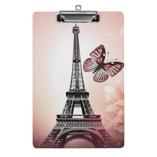 Paris und Schmetterling Klemmbrett, A4-Größe, Acryl-Klemmbrett, dekorative Standard-Klemmbretter mit Edelstahl-Aufhängeloch, tragbarer Dokumenten-Organizer für Bürobedarf, Heimgebrauch Paris und Schmetterling Klemmbrett, A4-Größe, Acryl-Klemmbrett, dekorative Standard-Klemmbretter mit Edelstahl-Aufhängeloch, tragbarer Dokumenten-Organizer für Bürobedarf, Heimgebrauch von LPSADGF