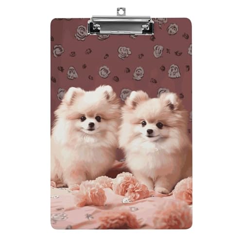 Pomeranians Puppies and Point Klemmbrett, A4-Größe, Acryl-Klemmbrett, dekorative Standard-Klemmbretter mit Edelstahl-Aufhängeloch, tragbarer Dokumenten-Organizer für Bürobedarf, Heimgebrauch Pomeranians Puppies and Point Klemmbrett, A4-Größe, Acryl-Klemmbrett, dekorative Standard-Klemmbretter mit Edelstahl-Aufhängeloch, tragbarer Dokumenten-Organizer für Bürobedarf, Heimgebrauch von LPSADGF