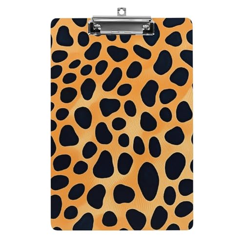Schwarzes und goldenes Leoparden-Klemmbrett, A4-Größe, Acryl-Klemmbrett, dekorative Standard-Klemmbretter mit Edelstahl-Aufhängeloch, tragbarer Dokumenten-Organizer für Bürobedarf, Heimgebrauch von LPSADGF