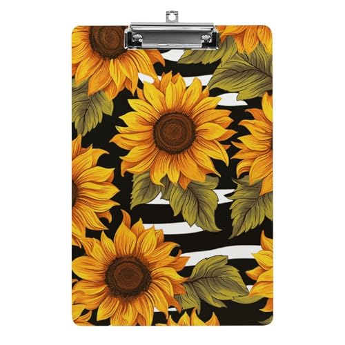 Sunflowers Klemmbrett, A4-Größe, Acryl-Klemmbrett, dekorative Standard-Klemmbretter mit Edelstahl-Aufhängeloch, tragbarer Dokumenten-Organizer für Bürobedarf, Heimgebrauch von LPSADGF