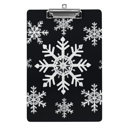Weißes Schneeflocken-Klemmbrett, A4-Größe, Acryl-Klemmbrett, dekorative Standard-Klemmbretter mit Edelstahl-Aufhängeloch, tragbarer Dokumenten-Organizer für Bürobedarf, Heimgebrauch von LPSADGF