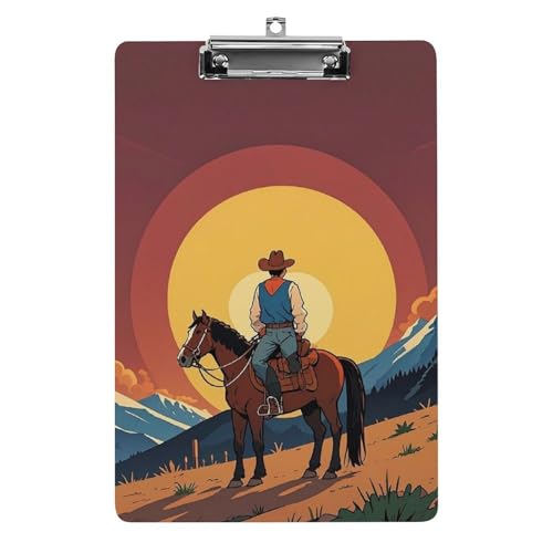 West Cowboy Klemmbrett, A4-Größe, Acryl-Klemmbrett, dekorative Standard-Klemmbretter mit Edelstahl-Aufhängeloch, tragbarer Dokumenten-Organizer für Bürobedarf, Heimgebrauch West Cowboy Klemmbrett, A4-Größe, Acryl-Klemmbrett, dekorative Standard-Klemmbretter mit Edelstahl-Aufhängeloch, tragbarer Dokumenten-Organizer für Bürobedarf, Heimgebrauch von LPSADGF