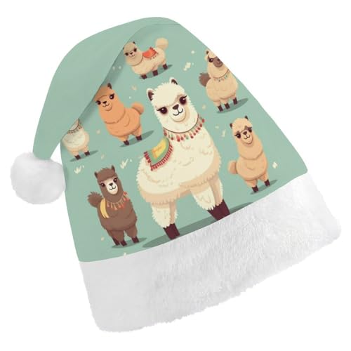 LPSBVNM Weihnachtsmütze für Erwachsene, Alpakas, bedruckt, Unisex, Weihnachtsmannmütze, Neujahrsdekoration, Hüte für Weihnachten, Festtage, Partyzubehör LPSBVNM Weihnachtsmütze für Erwachsene, Alpakas, bedruckt, Unisex, Weihnachtsmannmütze, Neujahrsdekoration, Hüte für Weihnachten, Festtage, Partyzubehör von LPSBVNM