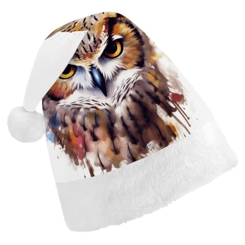 LPSBVNM Weihnachtsmütze für Erwachsene, Aquarell, cooler Eulenkopf, bedruckt, Unisex, Weihnachtsmannmütze, Neujahrsdekoration, Hüte für Weihnachten, Festtage, Partyzubehör LPSBVNM Weihnachtsmütze für Erwachsene, Aquarell, cooler Eulenkopf, bedruckt, Unisex, Weihnachtsmannmütze, Neujahrsdekoration, Hüte für Weihnachten, Festtage, Partyzubehör von LPSBVNM