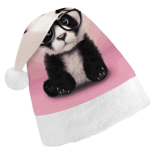 LPSBVNM Weihnachtsmütze für Erwachsene, Baby-Panda mit Brille, bedruckt, Unisex, Weihnachtsmannmütze, Neujahrsdekoration, Hüte für Weihnachten, Festtage, Partyzubehör LPSBVNM Weihnachtsmütze für Erwachsene, Baby-Panda mit Brille, bedruckt, Unisex, Weihnachtsmannmütze, Neujahrsdekoration, Hüte für Weihnachten, Festtage, Partyzubehör von LPSBVNM