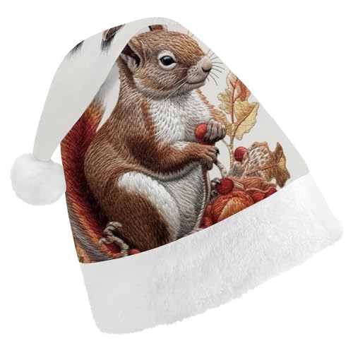 LPSBVNM Weihnachtsmütze für Erwachsene, Blätter und Eichhörnchen, bedruckt, unisex, Weihnachtsmannmütze, Neujahrsdekoration, Hüte für Weihnachten, Festtage, Partyzubehör LPSBVNM Weihnachtsmütze für Erwachsene, Blätter und Eichhörnchen, bedruckt, unisex, Weihnachtsmannmütze, Neujahrsdekoration, Hüte für Weihnachten, Festtage, Partyzubehör von LPSBVNM