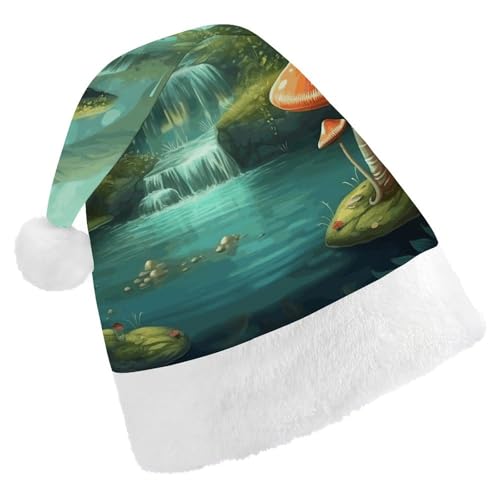 LPSBVNM Weihnachtsmütze für Erwachsene, Blick auf Fantasie, Fluss, Pilz, bedruckt, Unisex, Weihnachtsmannmütze, Neujahrsdekoration, Hüte für Weihnachten, Festtage, Partyzubehör LPSBVNM Weihnachtsmütze für Erwachsene, Blick auf Fantasie, Fluss, Pilz, bedruckt, Unisex, Weihnachtsmannmütze, Neujahrsdekoration, Hüte für Weihnachten, Festtage, Partyzubehör von LPSBVNM