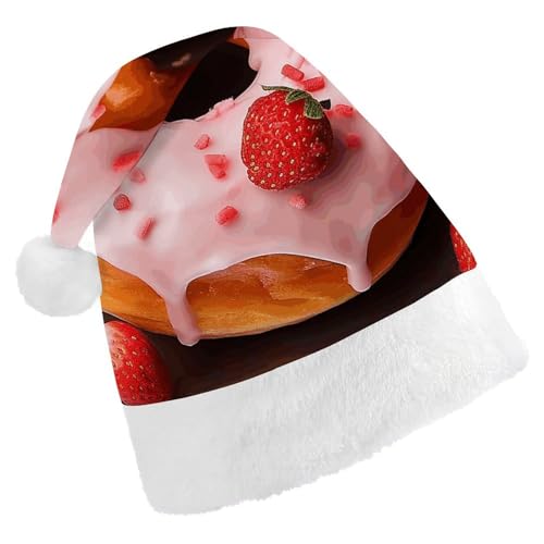 LPSBVNM Weihnachtsmütze für Erwachsene, Erdbeer-Donut-Druck, Unisex, Weihnachtsmannmütze, Neujahrsdekoration, Hüte für Weihnachten, Festtage, Partyzubehör LPSBVNM Weihnachtsmütze für Erwachsene, Erdbeer-Donut-Druck, Unisex, Weihnachtsmannmütze, Neujahrsdekoration, Hüte für Weihnachten, Festtage, Partyzubehör von LPSBVNM