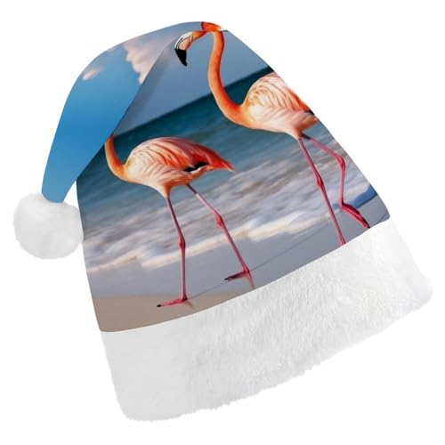 LPSBVNM Weihnachtsmütze für Erwachsene, Flamingo am Strand, bedruckt, unisex, Weihnachtsmannmütze, Neujahrsdekoration, Hüte für Weihnachten, Festtage, Partyzubehör LPSBVNM Weihnachtsmütze für Erwachsene, Flamingo am Strand, bedruckt, unisex, Weihnachtsmannmütze, Neujahrsdekoration, Hüte für Weihnachten, Festtage, Partyzubehör von LPSBVNM