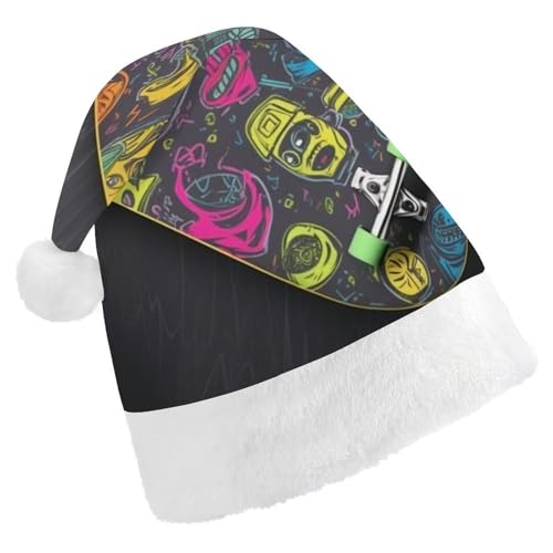LPSBVNM Weihnachtsmütze für Erwachsene, Graffiti-Skateboard, bedruckt, Unisex, Weihnachtsmannmütze, Neujahrsdekoration, Hüte für Weihnachten, Festtage, Partyzubehör LPSBVNM Weihnachtsmütze für Erwachsene, Graffiti-Skateboard, bedruckt, Unisex, Weihnachtsmannmütze, Neujahrsdekoration, Hüte für Weihnachten, Festtage, Partyzubehör von LPSBVNM