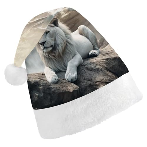 LPSBVNM Weihnachtsmütze für Erwachsene, Löwe auf Felsen, bedruckt, Unisex, Weihnachtsmannmütze, Neujahrsdekoration, Hüte für Weihnachten, Festtage, Partyzubehör LPSBVNM Weihnachtsmütze für Erwachsene, Löwe auf Felsen, bedruckt, Unisex, Weihnachtsmannmütze, Neujahrsdekoration, Hüte für Weihnachten, Festtage, Partyzubehör von LPSBVNM