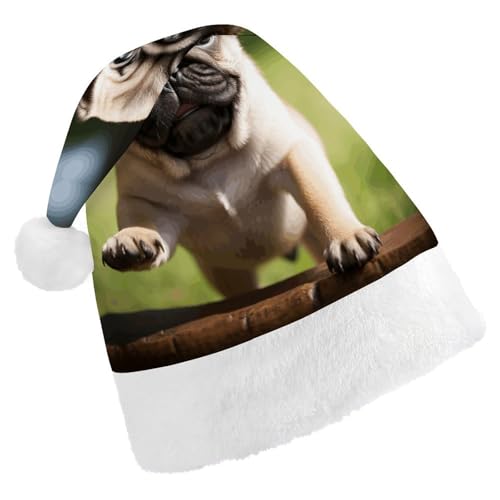 LPSBVNM Weihnachtsmütze für Erwachsene, Mops-Welpen, bedruckt, Unisex, Weihnachtsmannmütze, Neujahrsdekoration, Hüte für Weihnachten, Festtage, Partyzubehör LPSBVNM Weihnachtsmütze für Erwachsene, Mops-Welpen, bedruckt, Unisex, Weihnachtsmannmütze, Neujahrsdekoration, Hüte für Weihnachten, Festtage, Partyzubehör von LPSBVNM