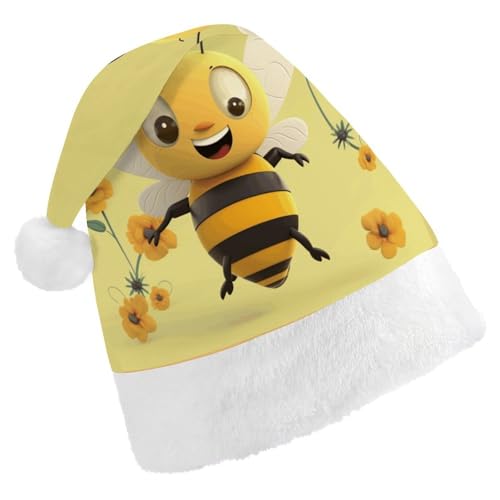 LPSBVNM Weihnachtsmütze für Erwachsene, Motiv: Happy Bee bedruckt, Unisex, Weihnachtsmannmütze, Neujahrsdekoration, Hüte für Weihnachten, Festtage, Partyzubehör LPSBVNM Weihnachtsmütze für Erwachsene, Motiv: Happy Bee bedruckt, Unisex, Weihnachtsmannmütze, Neujahrsdekoration, Hüte für Weihnachten, Festtage, Partyzubehör von LPSBVNM