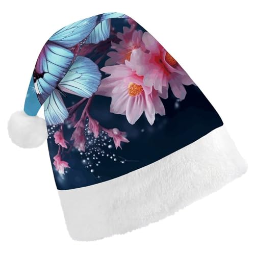 LPSBVNM Weihnachtsmütze für Erwachsene, Schmetterlingsblüten, bedruckt, Unisex, Weihnachtsmannmütze, Neujahrsdekoration, Hüte für Weihnachten, Festtage, Partyzubehör LPSBVNM Weihnachtsmütze für Erwachsene, Schmetterlingsblüten, bedruckt, Unisex, Weihnachtsmannmütze, Neujahrsdekoration, Hüte für Weihnachten, Festtage, Partyzubehör von LPSBVNM