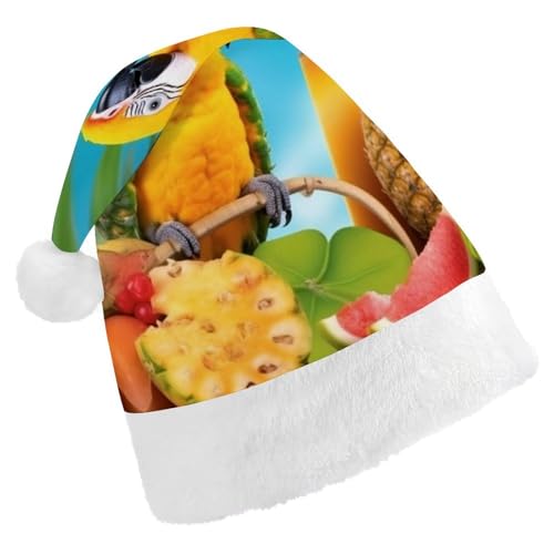 LPSBVNM Weihnachtsmütze für Erwachsene, Sommer, Papagei, Ananas, Vögel, bedruckt, Unisex, Weihnachtsmannmütze, Neujahrsdekoration, Hüte für Weihnachten, festliche Feiertage, Partyzubehör LPSBVNM Weihnachtsmütze für Erwachsene, Sommer, Papagei, Ananas, Vögel, bedruckt, Unisex, Weihnachtsmannmütze, Neujahrsdekoration, Hüte für Weihnachten, festliche Feiertage, Partyzubehör von LPSBVNM