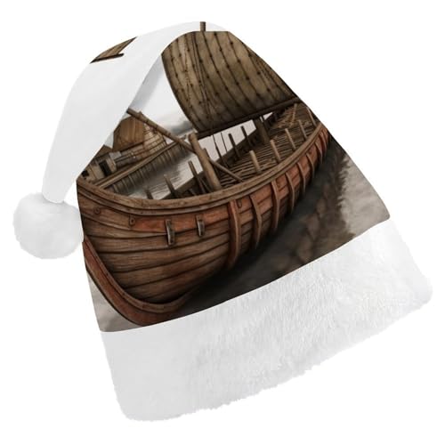 LPSBVNM Weihnachtsmütze für Erwachsene, altes Wikingerboot, bedruckt, Unisex, Weihnachtsmannmütze, Neujahrsdekoration, Hüte für Weihnachten, Festtage, Partyzubehör LPSBVNM Weihnachtsmütze für Erwachsene, altes Wikingerboot, bedruckt, Unisex, Weihnachtsmannmütze, Neujahrsdekoration, Hüte für Weihnachten, Festtage, Partyzubehör von LPSBVNM