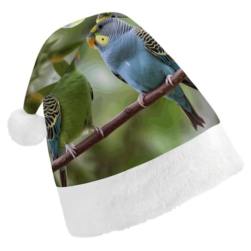 LPSBVNM Weihnachtsmütze für Erwachsene, blaue und grüne Sittiche, bedruckt, Unisex, Weihnachtsmannmütze, Neujahrsdekoration, Hüte für Weihnachten, Festtage, Partyzubehör LPSBVNM Weihnachtsmütze für Erwachsene, blaue und grüne Sittiche, bedruckt, Unisex, Weihnachtsmannmütze, Neujahrsdekoration, Hüte für Weihnachten, Festtage, Partyzubehör von LPSBVNM