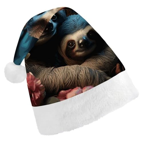 LPSBVNM Weihnachtsmütze für Erwachsene, ein Faultier und ein Baby-Faultier, bedruckt, Unisex, Weihnachtsmannmütze, Neujahrsdekoration, Hüte für Weihnachten, Festtage, Partyzubehör LPSBVNM Weihnachtsmütze für Erwachsene, ein Faultier und ein Baby-Faultier, bedruckt, Unisex, Weihnachtsmannmütze, Neujahrsdekoration, Hüte für Weihnachten, Festtage, Partyzubehör von LPSBVNM
