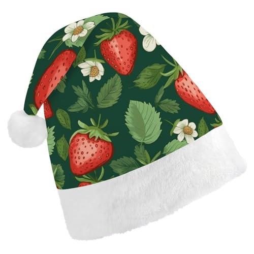 LPSBVNM Weihnachtsmütze für Erwachsene, frische Erdbeeren und Blätter, bedruckt, unisex, Weihnachtsmannmütze, Neujahrsdekoration, Hüte für Weihnachten, Festtage, Partyzubehör LPSBVNM Weihnachtsmütze für Erwachsene, frische Erdbeeren und Blätter, bedruckt, unisex, Weihnachtsmannmütze, Neujahrsdekoration, Hüte für Weihnachten, Festtage, Partyzubehör von LPSBVNM
