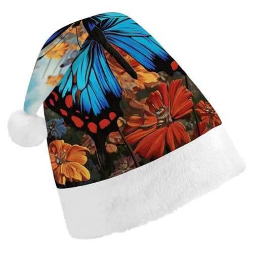 LPSBVNM Weihnachtsmütze für Erwachsene, großer Schmetterling, bedruckt, Unisex, Weihnachtsmannmütze, Neujahrsdekoration, Hüte für Weihnachten, Festtage, Partyzubehör LPSBVNM Weihnachtsmütze für Erwachsene, großer Schmetterling, bedruckt, Unisex, Weihnachtsmannmütze, Neujahrsdekoration, Hüte für Weihnachten, Festtage, Partyzubehör von LPSBVNM