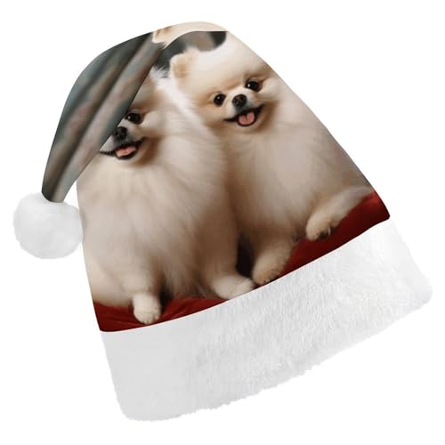 LPSBVNM Weihnachtsmütze für Erwachsene, kurzhaariger Zwergspitz, bedruckt, unisex, Weihnachtsmannmütze, Neujahrsdekoration, Hüte für Weihnachten, Festtage, Partyzubehör LPSBVNM Weihnachtsmütze für Erwachsene, kurzhaariger Zwergspitz, bedruckt, unisex, Weihnachtsmannmütze, Neujahrsdekoration, Hüte für Weihnachten, Festtage, Partyzubehör von LPSBVNM