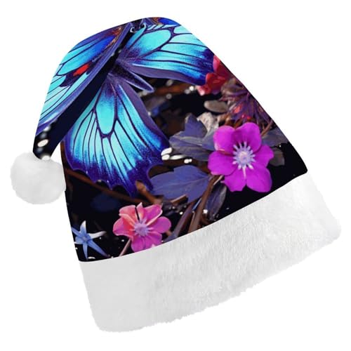 LPSBVNM Weihnachtsmütze für Erwachsene, mit Schmetterlings-Motiv, bedruckt, Unisex, Weihnachtsmannmütze, Neujahrsdekoration, Hüte für Weihnachten, Festtage, Partyzubehör LPSBVNM Weihnachtsmütze für Erwachsene, mit Schmetterlings-Motiv, bedruckt, Unisex, Weihnachtsmannmütze, Neujahrsdekoration, Hüte für Weihnachten, Festtage, Partyzubehör von LPSBVNM