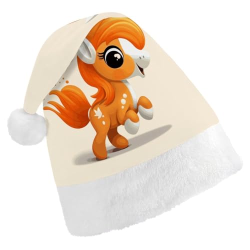 LPSBVNM Weihnachtsmütze für Erwachsene, niedliches orangefarbenes Pony, bedruckt, unisex, Weihnachtsmannmütze, Neujahrsdekoration, Hüte für Weihnachten, Festtage, Partyzubehör LPSBVNM Weihnachtsmütze für Erwachsene, niedliches orangefarbenes Pony, bedruckt, unisex, Weihnachtsmannmütze, Neujahrsdekoration, Hüte für Weihnachten, Festtage, Partyzubehör von LPSBVNM