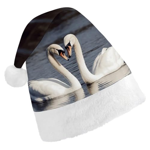 LPSBVNM Weihnachtsmütze für Erwachsene, romantischer weißer Schwan, bedruckt, Unisex, Weihnachtsmannmütze, Neujahrsdekoration, Hüte für Weihnachten, Festtage, Partyzubehör LPSBVNM Weihnachtsmütze für Erwachsene, romantischer weißer Schwan, bedruckt, Unisex, Weihnachtsmannmütze, Neujahrsdekoration, Hüte für Weihnachten, Festtage, Partyzubehör von LPSBVNM
