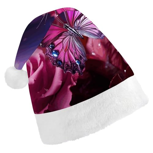 LPSBVNM Weihnachtsmütze für Erwachsene, rosa Schmetterling, bedruckt, Unisex, Weihnachtsmannmütze, Neujahrsdekoration, Hüte für Weihnachten, Festtage, Partyzubehör LPSBVNM Weihnachtsmütze für Erwachsene, rosa Schmetterling, bedruckt, Unisex, Weihnachtsmannmütze, Neujahrsdekoration, Hüte für Weihnachten, Festtage, Partyzubehör von LPSBVNM