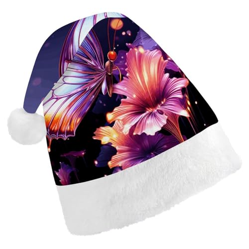 LPSBVNM Weihnachtsmütze für Erwachsene, violetter Schmetterling, bedruckt, Unisex, Weihnachtsmannmütze, Neujahrsdekoration, Hüte für Weihnachten, Festtage, Partyzubehör LPSBVNM Weihnachtsmütze für Erwachsene, violetter Schmetterling, bedruckt, Unisex, Weihnachtsmannmütze, Neujahrsdekoration, Hüte für Weihnachten, Festtage, Partyzubehör von LPSBVNM