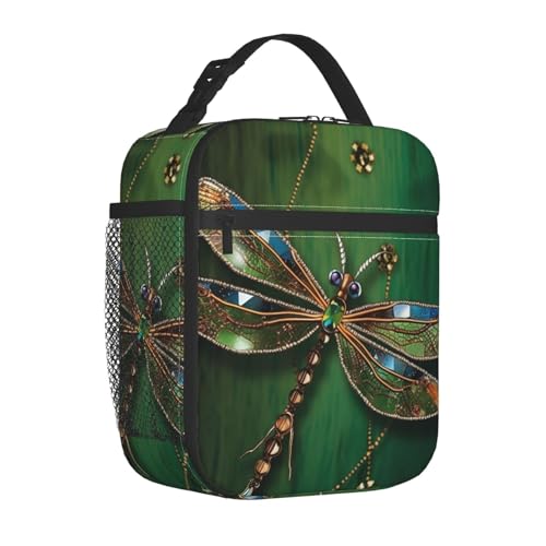 Isolierte Lunchtasche für Erwachsene, wiederverwendbare Lunchbox, mit Schmucksteinen, Libellen, auslaufsicher, Kühltasche, große Kapazität, Lunch-Tasche für Arbeit, Reisen Isolierte Lunchtasche für Erwachsene, wiederverwendbare Lunchbox, mit Schmucksteinen, Libellen, auslaufsicher, Kühltasche, große Kapazität, Lunch-Tasche für Arbeit, Reisen von LPSRTWE