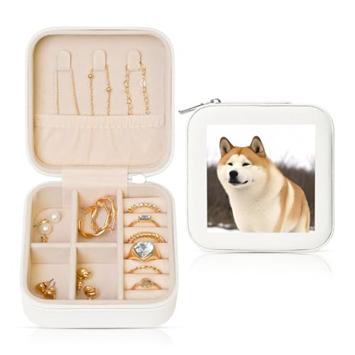 LPSRTWE Schmuckschatullen für Damen und Mädchen, quadratisch, Akita-Leder, Schmuck-Aufbewahrungsbox, tragbar, Reise-Schmuckkoffer mit Reißverschluss für Halskette, Ohrringe, Ringe LPSRTWE Schmuckschatullen für Damen und Mädchen, quadratisch, Akita-Leder, Schmuck-Aufbewahrungsbox, tragbar, Reise-Schmuckkoffer mit Reißverschluss für Halskette, Ohrringe, Ringe von LPSRTWE