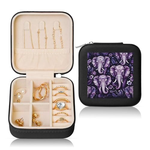 LPSRTWE Schmuckschatullen für Damen und Mädchen, quadratisch, Cartoon-Design, niedlicher Elefant, Leder-Schmuck-Aufbewahrungsbox, tragbar, Reise-Schmuckkoffer mit Reißverschluss für Halskette LPSRTWE Schmuckschatullen für Damen und Mädchen, quadratisch, Cartoon-Design, niedlicher Elefant, Leder-Schmuck-Aufbewahrungsbox, tragbar, Reise-Schmuckkoffer mit Reißverschluss für Halskette von LPSRTWE