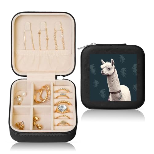 LPSRTWE Schmuckschatullen für Damen und Mädchen, quadratisch, Schmuck-Organizer, Alpaka, Lama, Leder, Schmuck-Aufbewahrungsbox, tragbar, Reise-Schmuckkoffer mit Reißverschluss für Halskette, Ohrringe LPSRTWE Schmuckschatullen für Damen und Mädchen, quadratisch, Schmuck-Organizer, Alpaka, Lama, Leder, Schmuck-Aufbewahrungsbox, tragbar, Reise-Schmuckkoffer mit Reißverschluss für Halskette, Ohrringe von LPSRTWE