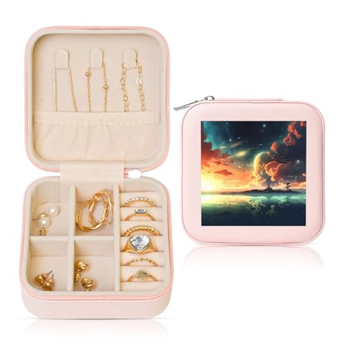 LPSRTWE Schmuckschatullen für Damen und Mädchen, quadratisch, Schmuck-Organizer, Anime-Himmel, Leder, Schmuck-Aufbewahrungsbox, tragbar, Reise-Schmuckkoffer mit Reißverschluss für Halskette, Ohrringe LPSRTWE Schmuckschatullen für Damen und Mädchen, quadratisch, Schmuck-Organizer, Anime-Himmel, Leder, Schmuck-Aufbewahrungsbox, tragbar, Reise-Schmuckkoffer mit Reißverschluss für Halskette, Ohrringe von LPSRTWE