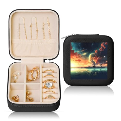 LPSRTWE Schmuckschatullen für Damen und Mädchen, quadratisch, Schmuck-Organizer, Anime-Himmel, Leder, Schmuck-Aufbewahrungsbox, tragbar, Reise-Schmuckkoffer mit Reißverschluss für Halskette, Ohrringe LPSRTWE Schmuckschatullen für Damen und Mädchen, quadratisch, Schmuck-Organizer, Anime-Himmel, Leder, Schmuck-Aufbewahrungsbox, tragbar, Reise-Schmuckkoffer mit Reißverschluss für Halskette, Ohrringe von LPSRTWE