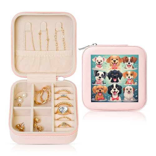LPSRTWE Schmuckschatullen für Damen und Mädchen, quadratisch, Schmuck-Organizer, Cartoon-Hund, Leder, Schmuck-Aufbewahrungsbox, tragbar, Reise-Schmuckkoffer mit Reißverschluss für Halskette, Ohrringe LPSRTWE Schmuckschatullen für Damen und Mädchen, quadratisch, Schmuck-Organizer, Cartoon-Hund, Leder, Schmuck-Aufbewahrungsbox, tragbar, Reise-Schmuckkoffer mit Reißverschluss für Halskette, Ohrringe von LPSRTWE
