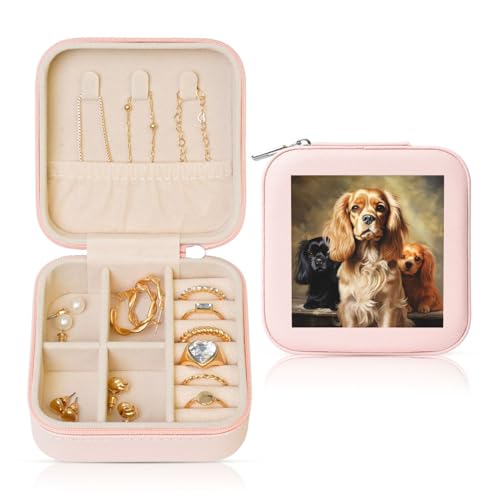 LPSRTWE Schmuckschatullen für Damen und Mädchen, quadratisch, Schmuck-Organizer, Cockerspaniel, Leder-Schmuck-Aufbewahrungsbox, tragbar, Reise-Schmuckkoffer mit Reißverschluss für Halskette, Ohrringe LPSRTWE Schmuckschatullen für Damen und Mädchen, quadratisch, Schmuck-Organizer, Cockerspaniel, Leder-Schmuck-Aufbewahrungsbox, tragbar, Reise-Schmuckkoffer mit Reißverschluss für Halskette, Ohrringe von LPSRTWE