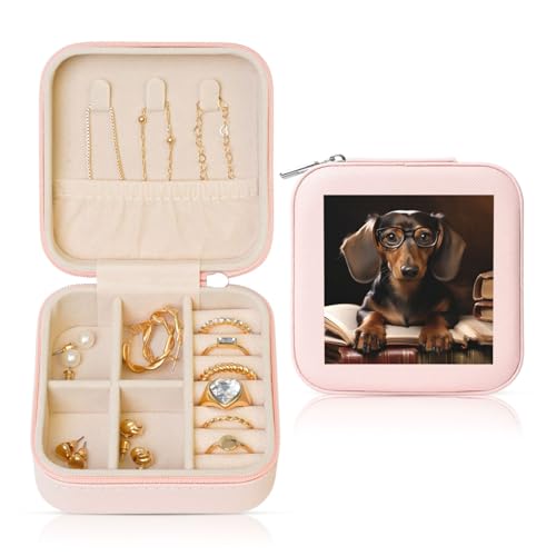 LPSRTWE Schmuckschatullen für Damen und Mädchen, quadratisch, Schmuck-Organizer, Dackel, Buch, Leder, Schmuck-Aufbewahrungsbox, tragbar, Reise-Schmuckkoffer mit Reißverschluss für Halskette, Ohrringe LPSRTWE Schmuckschatullen für Damen und Mädchen, quadratisch, Schmuck-Organizer, Dackel, Buch, Leder, Schmuck-Aufbewahrungsbox, tragbar, Reise-Schmuckkoffer mit Reißverschluss für Halskette, Ohrringe von LPSRTWE