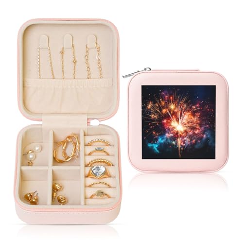 LPSRTWE Schmuckschatullen für Damen und Mädchen, quadratisch, Schmuck-Organizer, Explosion, Feuerwerk, Leder, Schmuck-Aufbewahrungsbox, tragbar, Reise-Schmuckkoffer mit Reißverschluss für Halskette LPSRTWE Schmuckschatullen für Damen und Mädchen, quadratisch, Schmuck-Organizer, Explosion, Feuerwerk, Leder, Schmuck-Aufbewahrungsbox, tragbar, Reise-Schmuckkoffer mit Reißverschluss für Halskette von LPSRTWE