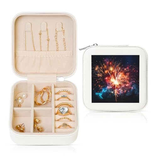 LPSRTWE Schmuckschatullen für Damen und Mädchen, quadratisch, Schmuck-Organizer, Explosion, Feuerwerk, Leder, Schmuck-Aufbewahrungsbox, tragbar, Reise-Schmuckkoffer mit Reißverschluss für Halskette LPSRTWE Schmuckschatullen für Damen und Mädchen, quadratisch, Schmuck-Organizer, Explosion, Feuerwerk, Leder, Schmuck-Aufbewahrungsbox, tragbar, Reise-Schmuckkoffer mit Reißverschluss für Halskette von LPSRTWE