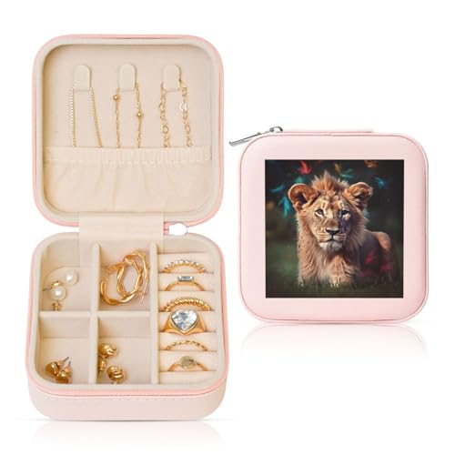 LPSRTWE Schmuckschatullen für Damen und Mädchen, quadratisch, Schmuck-Organizer, Kunst, Löwe, Leder, Schmuck-Aufbewahrungsbox, tragbar, Reise-Schmuckkoffer mit Reißverschluss für Halskette, Ohrringe LPSRTWE Schmuckschatullen für Damen und Mädchen, quadratisch, Schmuck-Organizer, Kunst, Löwe, Leder, Schmuck-Aufbewahrungsbox, tragbar, Reise-Schmuckkoffer mit Reißverschluss für Halskette, Ohrringe von LPSRTWE