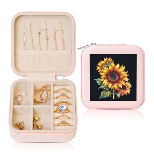 LPSRTWE Schmuckschatullen für Damen und Mädchen, quadratisch, Schmuck-Organizer, Sommer, Sonnenblume, Leder, Schmuck-Aufbewahrungsbox, tragbar, Reise-Schmuckkoffer mit Reißverschluss für Halskette LPSRTWE Schmuckschatullen für Damen und Mädchen, quadratisch, Schmuck-Organizer, Sommer, Sonnenblume, Leder, Schmuck-Aufbewahrungsbox, tragbar, Reise-Schmuckkoffer mit Reißverschluss für Halskette von LPSRTWE