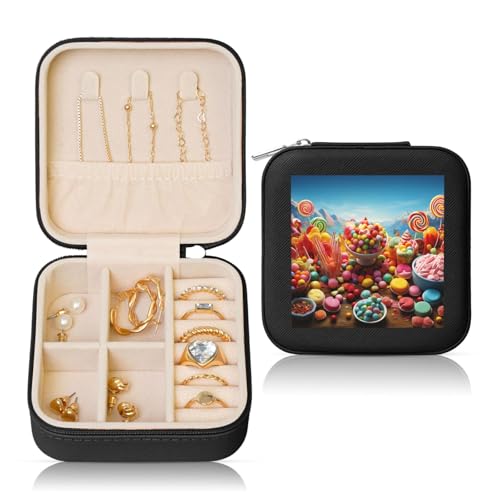 LPSRTWE Schmuckschatullen für Damen und Mädchen, quadratisch, Schmuck-Organizer, Süßigkeiten-Poster, Leder, Schmuck-Aufbewahrungsbox, tragbar, Reise-Schmuckkoffer mit Reißverschluss für Halskette LPSRTWE Schmuckschatullen für Damen und Mädchen, quadratisch, Schmuck-Organizer, Süßigkeiten-Poster, Leder, Schmuck-Aufbewahrungsbox, tragbar, Reise-Schmuckkoffer mit Reißverschluss für Halskette von LPSRTWE