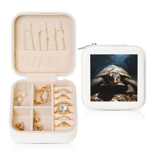 LPSRTWE Schmuckschatullen für Damen und Mädchen, quadratisch, Schmuck-Organizer, Tier-Schildkröte, Leder, Schmuck-Aufbewahrungsbox, tragbar, Reise-Schmuckkoffer mit Reißverschluss für Halskette LPSRTWE Schmuckschatullen für Damen und Mädchen, quadratisch, Schmuck-Organizer, Tier-Schildkröte, Leder, Schmuck-Aufbewahrungsbox, tragbar, Reise-Schmuckkoffer mit Reißverschluss für Halskette von LPSRTWE