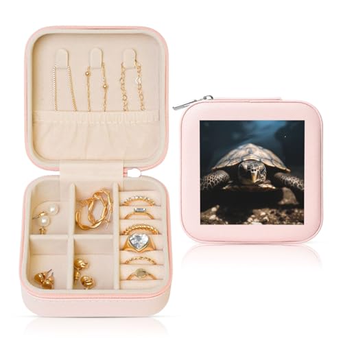 LPSRTWE Schmuckschatullen für Damen und Mädchen, quadratisch, Schmuck-Organizer, Tier-Schildkröte, Leder, Schmuck-Aufbewahrungsbox, tragbar, Reise-Schmuckkoffer mit Reißverschluss für Halskette LPSRTWE Schmuckschatullen für Damen und Mädchen, quadratisch, Schmuck-Organizer, Tier-Schildkröte, Leder, Schmuck-Aufbewahrungsbox, tragbar, Reise-Schmuckkoffer mit Reißverschluss für Halskette von LPSRTWE